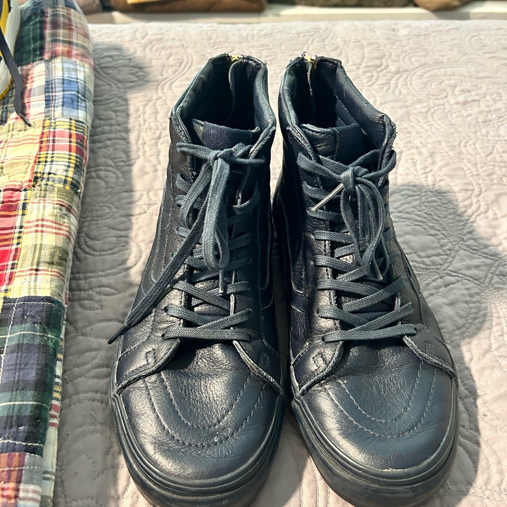 Vans Navy Leather High-Top Mens Sneakers